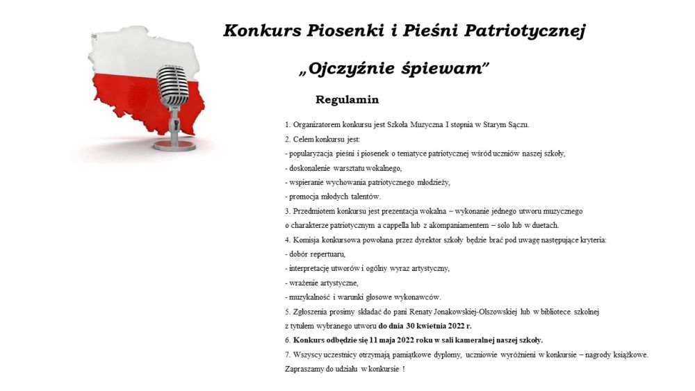 Konkurs Piosenki i Pieśni Patriotycznej.