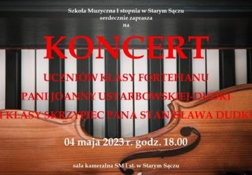 Koncert klasy fortepianu i skrzypiec.